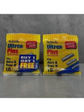 Schick Ultrex Plus Twin Blade Shaving Cartridges - Lot of 2 Packs - 20 Total NEW